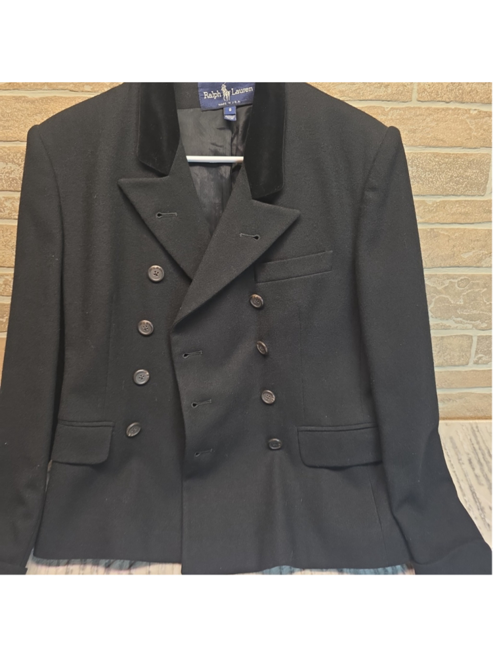 Ralph Lauren Royal Velvet Collar Crest Blazer Womens 100% Wool Double Breasted 8 - Picture 3 of 14